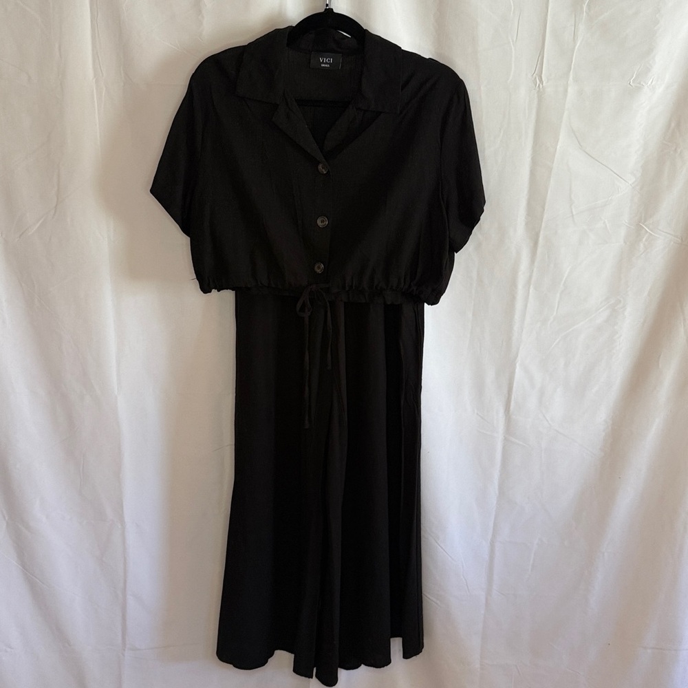 NEW VICI Linen Gabbie Short Sleeve Button Up Top and High Rise Pants Outfit Set - Picture 9 of 16